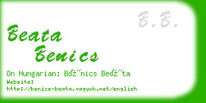 beata benics business card